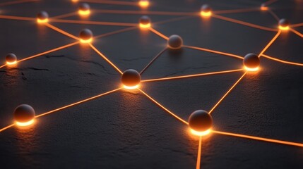 Poster - Abstract Network Connection with Glowing Nodes and Lines on Surface