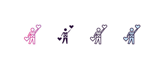 Poster - in love human gradient, line, filled, colored icon. editable vector from feelings concept. four different style in love human icon isolated on white background