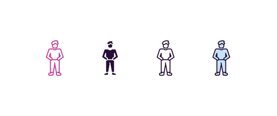 Poster - proud human gradient, line, filled, colored icon. editable vector from feelings concept. four different style proud human icon isolated on white background
