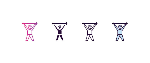 Poster - pumped human gradient, line, filled, colored icon. editable vector from feelings concept. four different style pumped human icon isolated on white background