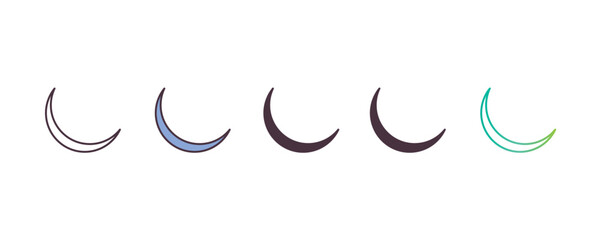 Poster - new moon gradient, line, filled, colored icon. editable vector from weather concept. four different style new moon icon isolated on white background