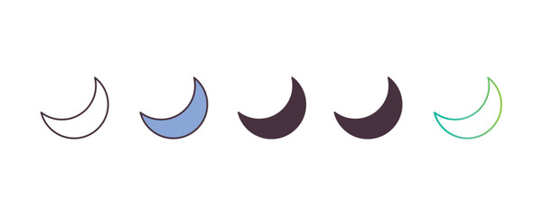 Poster - waxing moon gradient, line, filled, colored icon. editable vector from weather concept. four different style waxing moon icon isolated on white background