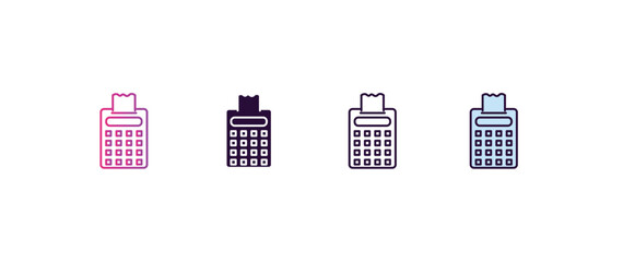 Poster - printing calculator gradient, line, filled, colored icon. editable vector from tools concept. four different style printing calculator icon isolated on white background