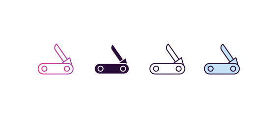 Poster - penknife gradient, line, filled, colored icon. editable vector from tools concept. four different style penknife icon isolated on white background