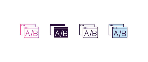 Aufkleber - a/b testing gradient, line, filled, colored icon. editable vector from technology concept. four diff