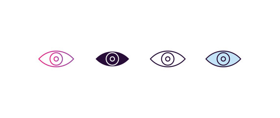 Poster - black eye gradient, line, filled, colored icon. editable vector from technology concept. four different style black eye icon isolated on white background
