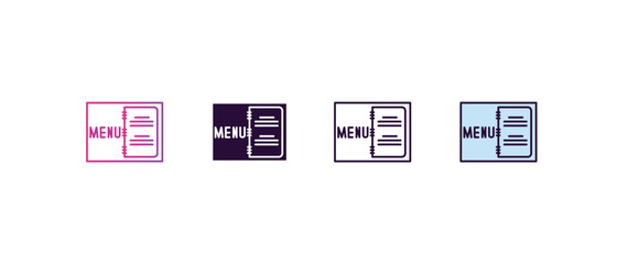 Poster - open menu gradient, line, filled, colored icon. editable vector from restaurant concept. four different style open menu icon isolated on white background