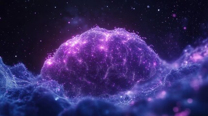 Wall Mural - Abstract Representation of a Cosmic Brain with Colorful Light Effects