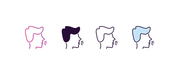 Poster - cough gradient, line, filled, colored icon. editable vector from people concept. four different style cough icon isolated on white background