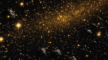 Wall Mural - Cosmic Starfield with Asteroids in a Dark Space Background