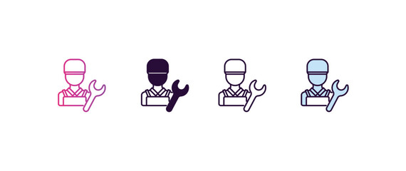 Poster - technician gradient, line, filled, colored icon. editable vector from people concept. four different style technician icon isolated on white background