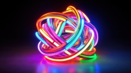 Poster - colorful neon swirls in a futuristic abstract design