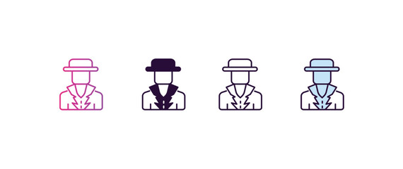 Poster - spanish man gradient, line, filled, colored icon. editable vector from people concept. four different style spanish man icon isolated on white background