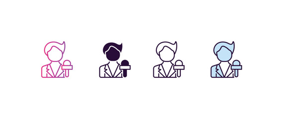 Poster - foreign reporter gradient, line, filled, colored icon. editable vector from people concept. four different style foreign reporter icon isolated on white background