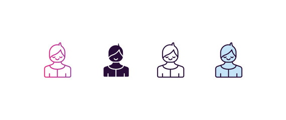 Poster - small boy gradient, line, filled, colored icon. editable vector from people concept. four different style small boy icon isolated on white background
