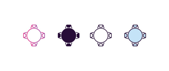 Poster - round table gradient, line, filled, colored icon. editable vector from people concept. four different style round table icon isolated on white background