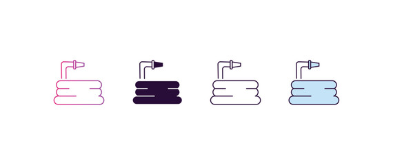 Poster - hose gradient, line, filled, colored icon. editable vector from farming and gardening concept. four different style hose icon isolated on white background