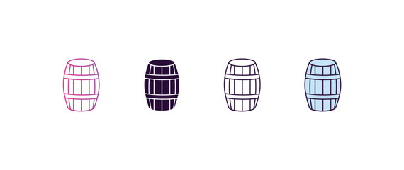 Poster - barrell gradient, line, filled, colored icon. editable vector from farming and gardening concept. four different style barrell icon isolated on white background