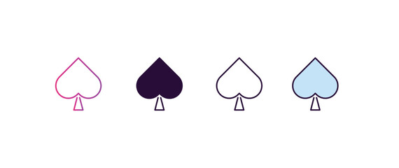 Poster - spades gradient, line, filled, colored icon. editable vector from entertainment concept. four different style spades icon isolated on white background