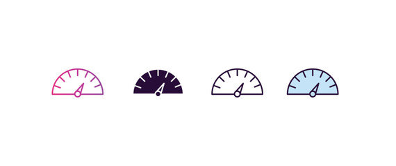 Poster - speedometer gradient, line, filled, colored icon. editable vector from entertainment concept. four different style speedometer icon isolated on white background