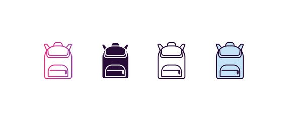 Poster - school bag gradient, line, filled, colored icon. editable vector from education concept. four different style school bag icon isolated on white background