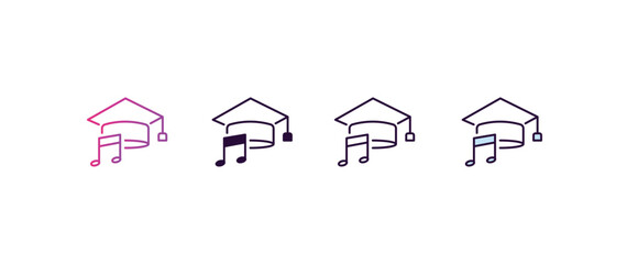 Poster - graduation's music gradient, line, filled, colored icon. editable vector from education concept. four different style graduation's music icon isolated on white background