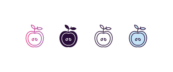 Aufkleber - half apple gradient, line, filled, colored icon. editable vector from ecology concept. four differen