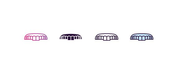 Poster - dentures gradient, line, filled, colored icon. editable vector from dentist concept. four different style dentures icon isolated on white background
