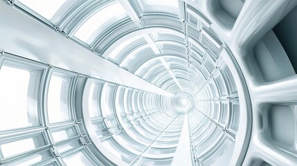Poster - Futuristic 3D Architecture with Concentric White Elements in Perspective