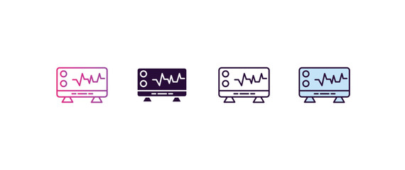 Poster - ekg monitor gradient, line, filled, colored icon. editable vector from dentist concept. four different style ekg monitor icon isolated on white background