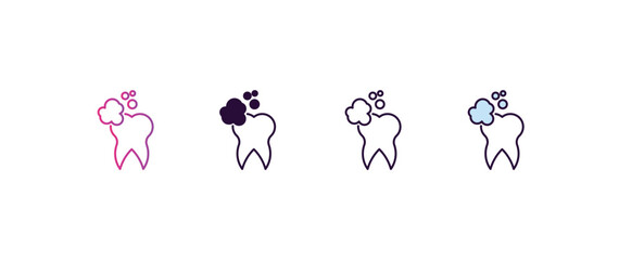 Poster - clean tooth gradient, line, filled, colored icon. editable vector from dentist concept. four different style clean tooth icon isolated on white background