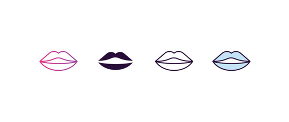 Poster - mouth gradient, line, filled, colored icon. editable vector from dentist concept. four different style mouth icon isolated on white background