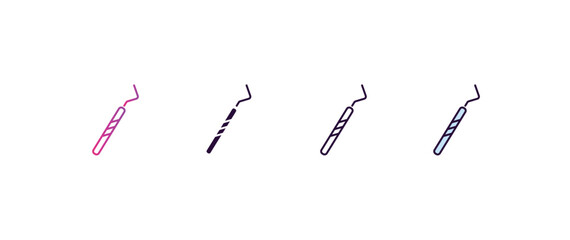 Poster - dental probe gradient, line, filled, colored icon. editable vector from dentist concept. four different style dental probe icon isolated on white background