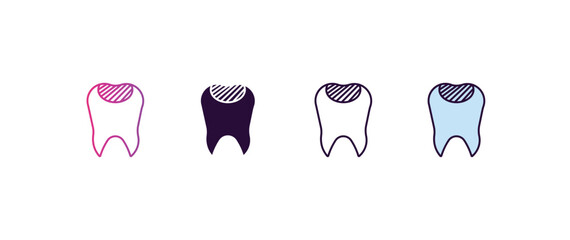 Poster - filler gradient, line, filled, colored icon. editable vector from dentist concept. four different style filler icon isolated on white background