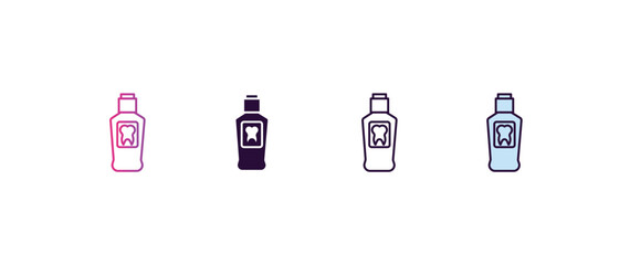 Poster - mouth wash gradient, line, filled, colored icon. editable vector from dentist concept. four different style mouth wash icon isolated on white background