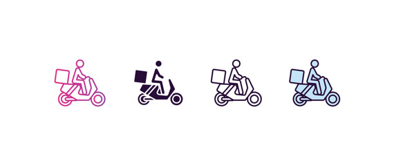 Poster - scooter delivery gradient, line, filled, colored icon. editable vector from delivery concept. four different style scooter delivery icon isolated on white background