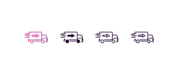 Poster - delivery truck gradient, line, filled, colored icon. editable vector from delivery concept. four different style delivery truck icon isolated on white background