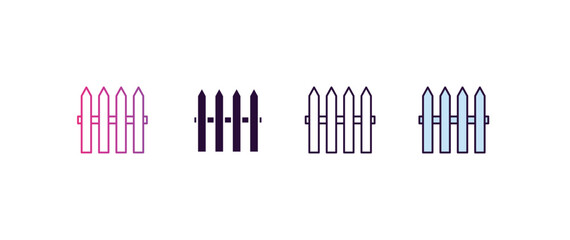 Poster - garden fence  gradient, line, filled, colored icon. editable vector from construction concept. four different style garden fence  icon isolated on white background