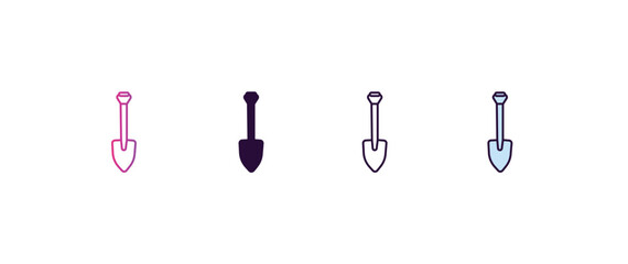 Aufkleber - short shovel  gradient, line, filled, colored icon. editable vector from construction concept. four different style short shovel  icon isolated on white background