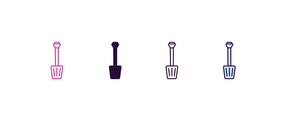 Aufkleber - inclined shovel  gradient, line, filled, colored icon. editable vector from construction concept. four different style inclined shovel  icon isolated on white background