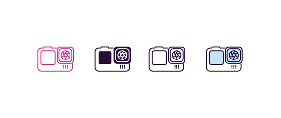 Poster - action camera gradient, line, filled, colored icon. editable vector from computer concept. four different style action camera icon isolated on white background