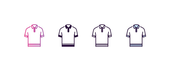 Poster - cotton polo shirt gradient, line, filled, colored icon. editable vector from clothes concept. four different style cotton polo shirt icon isolated on white background