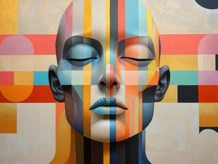 Fototapete - Expanding consciousness through mind-breaking geometric visualizations in an abstract art environment focusing on inner exploration and awareness