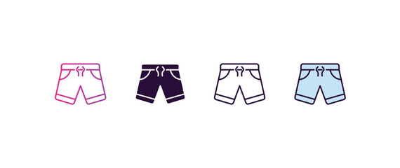 Poster - short gradient, line, filled, colored icon. editable vector from clothes concept. four different style short icon isolated on white background