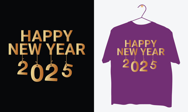 creative happy new year t-shirt design 2025