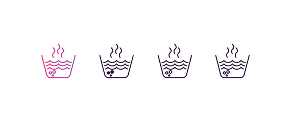 Poster - hot water gradient, line, filled, colored icon. editable vector from cleaning concept. four different style hot water icon isolated on white background