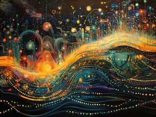 Poster - Translating emotional encryptiona journey through feelings complex energy landscapes and abstract expression in a digital universe