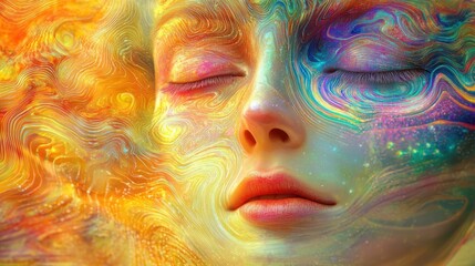 Poster - Translating emotional frequencies into vibrant wavesvisualizing feelings in abstract art digital space creative expression introspective perspective