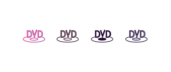 Poster - hd dvd gradient, line, filled, colored icon. editable vector from cinema concept. four different style hd dvd icon isolated on white background