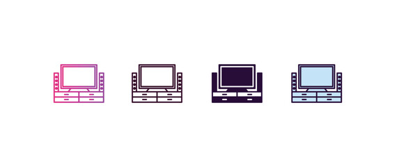 Poster - home theater gradient, line, filled, colored icon. editable vector from cinema concept. four different style home theater icon isolated on white background